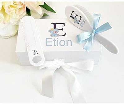 Regalo personalizado para bebé juego de cepillo y peine para bebé, adecuado para edades de 0 a 3 años, regalo para recién nacido, regalo para bebé