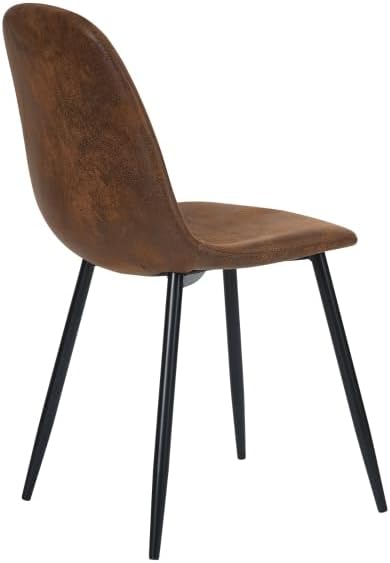 Relyblo Juego de 4 sillas de comedor de piel sintética, tapizadas de mediados de siglo, moderna sin brazos, sala de estar con patas de metal para