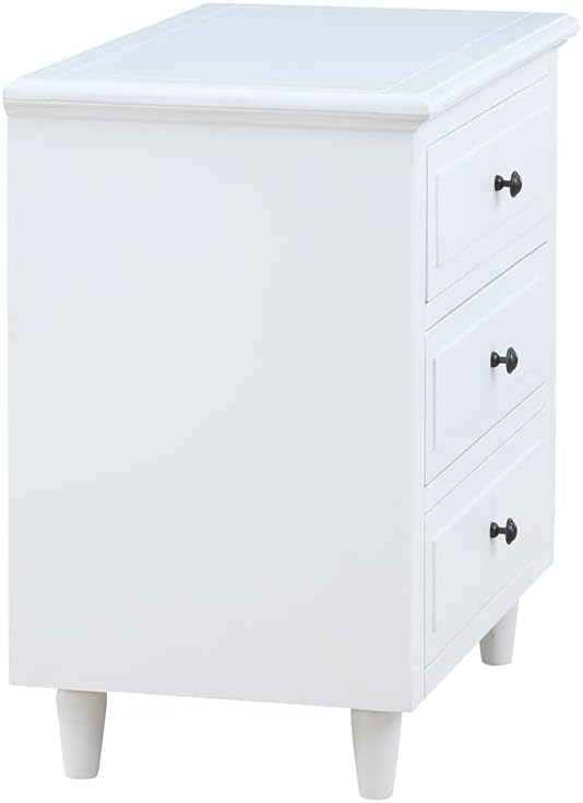 ARCLIS Mesita de noche con 3 cajones, moderna mesa auxiliar de madera, mesita de noche para dormitorio, sala de estar