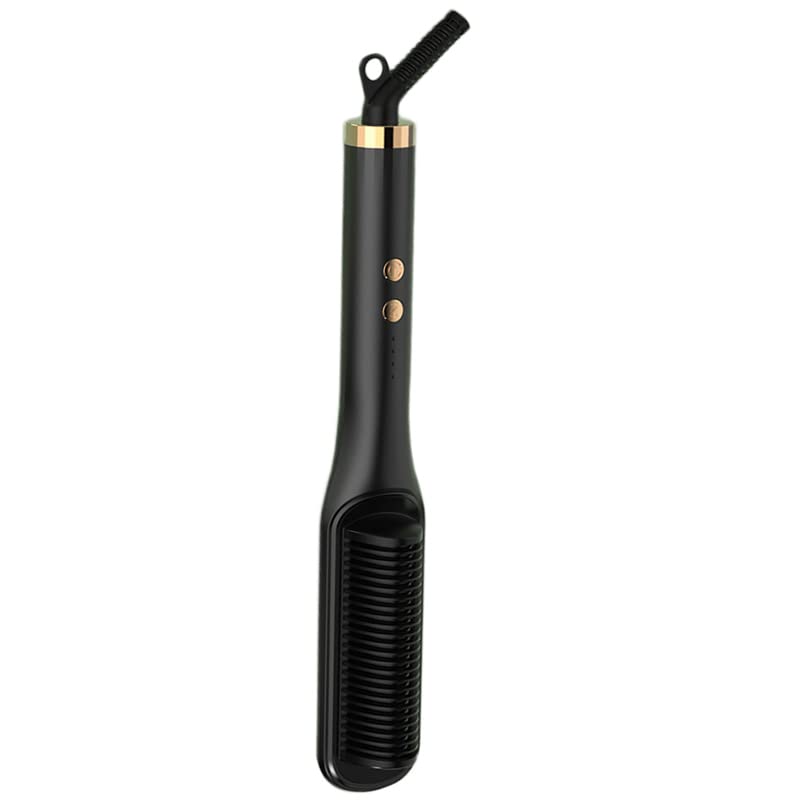 Peine alisador de cabello Termostato inteligente de iones negativos de doble uso para salón de casa Enchufe de EE. UU. 220V (negro)