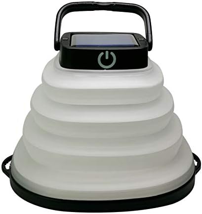 Lannado – Linterna de campamento LED con energía solar, impermeable, plegable, portátil, batería recargable (negro, luz cálida)