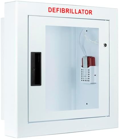 Cubix Safety Armario AED semiempotrado, alarmado, grande. Se adapta a todos los desfibriladores en el mercado. Mide 16 pulgadas de alto x 17