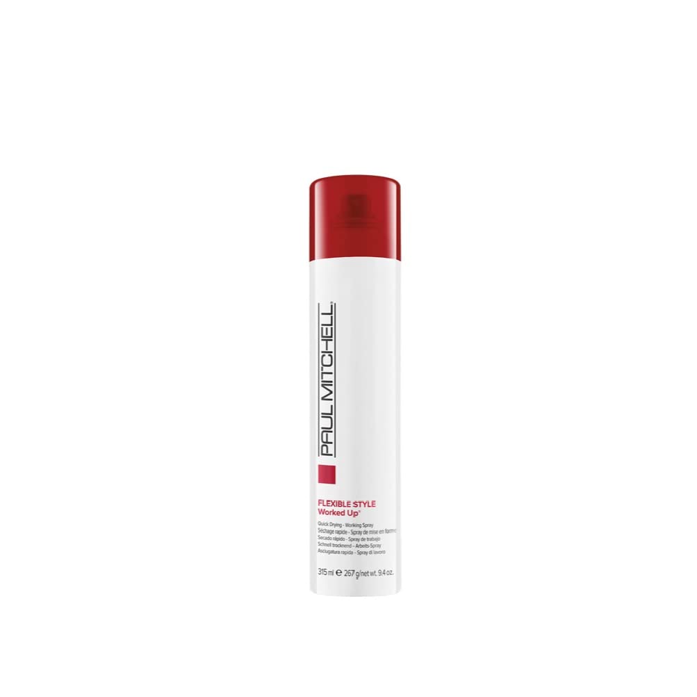 Paul Mitchell Worked Up – Laca de trabajo para el cabello, secado rápido, sujeción flexible, para todo tipo de cabello, 9.4 onzas