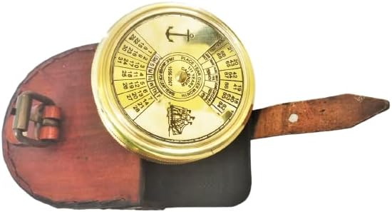 Brújula de bolsillo con poema de Robert Frost con calendario de 100 años de estuche de cuero