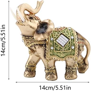 TOPINCN Estatua de elefante de la suerte, Feng Shui, adorno de elefante verde, figura de elefante de la suerte, figura de riqueza, regalo para