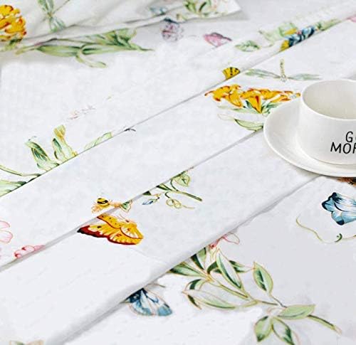Juego de sábanas florales blancas tamaño Queen, 100% algodón, 600 hilos, diseño floral desgastado con estampado de mariposas, bolsillo profundo,