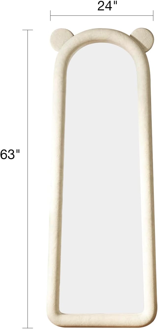 DYNWELL Espejo de longitud completa, espejo de suelo con soporte, espejo de piso para bebé, espejo de pared de longitud completa, espejo de pie de