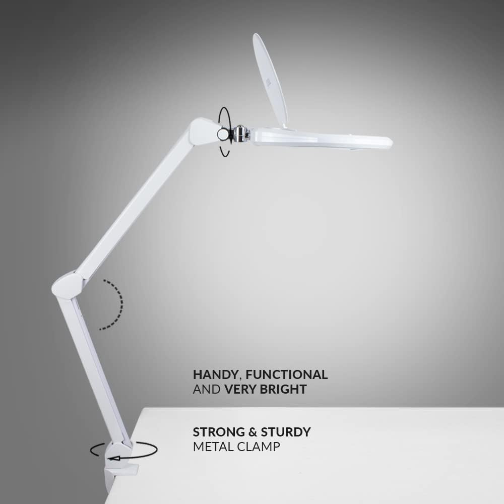 Neatfi Elite XL HD Bifocals Super LED – Lámpara de aumento con abrazadera, lente de vidrio, 6000-7000K, sin deslumbramiento, atenuación no polar