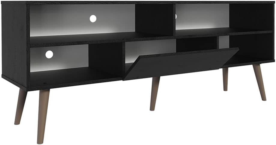 Madesa Moderno soporte de TV con 1 puerta, 4 estantes para televisores de hasta 65 pulgadas, centro de entretenimiento de madera de 23 pulgadas de