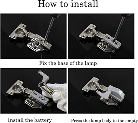 12 piezas de luz LED con bisagra de armario de armario, luz universal con sensor para cocina moderna, armario de hogar, armario, armario, lámpara –