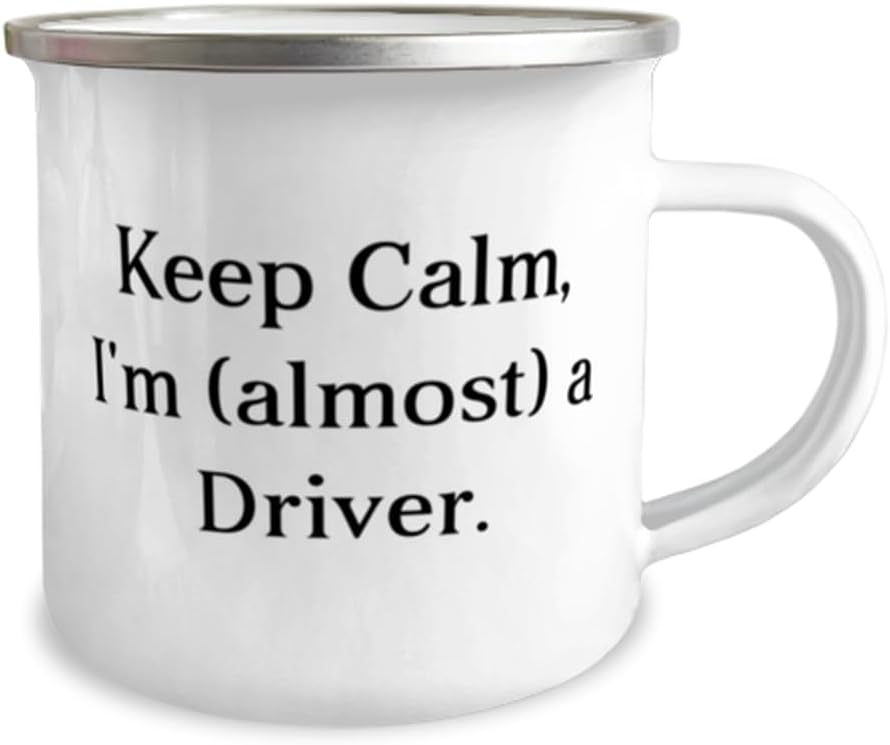 Regalos para nuevos conductores, Keep Calm, I’m (casi) a, linda taza de cumpleaños de 12 onzas, idea de regalo para hombres y mujeres, regalos de