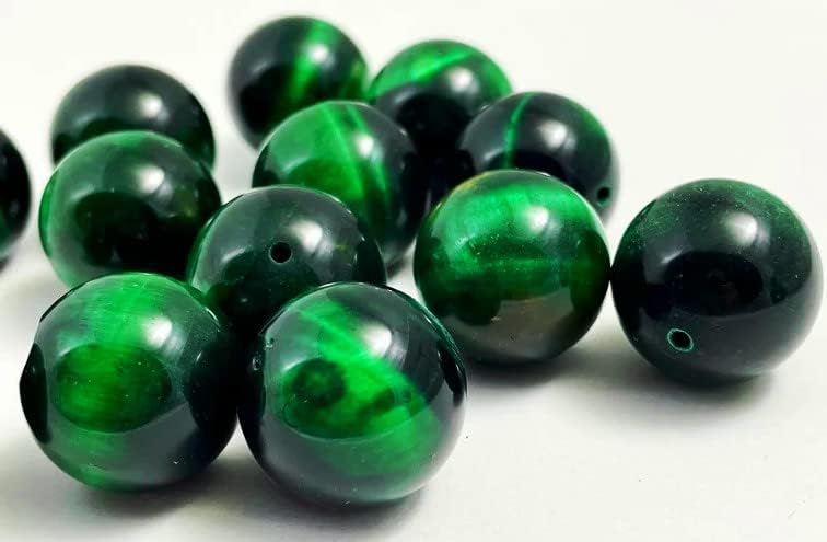 Zenkeeper 116 cuentas de ojos de tigre verdes para hacer joyas de 0.236 pulgadas (0.236 in), piedras preciosas sueltas para hacer pulseras