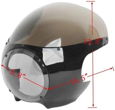 XMT-Moto – Pantalla de carenado de faros delanteros de 5.75 pulgadas, 5-34 pulgadas, color negro y humo retro Cafe Racer Drag se adapta a Harley