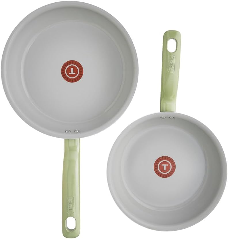 T-fal Juego de utensilios de cocina antiadherentes de cerámica reciclada, 2 piezas, apto para horno, ollas y sartenes 350F, utensilios de cocina