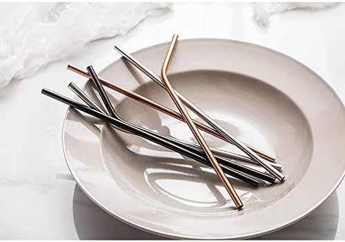 Brightbuy Pajitas de metal de 48 piezas a granel, pajitas de acero inoxidable de 8.5 pulgadas, dobladas negras, 0.236 in de diámetro para vasos de