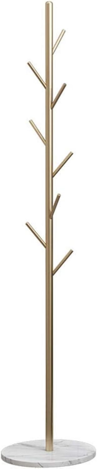 Perchero de latón antiguo, 8 ganchos, soporte de base de mármol para abrigos, sombreros, bufandas, ropa, A