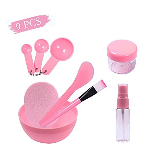 WOIWO Herramientas de depuración de máscaras caseras para mujer, cuenco de máscara, espátula, cepillo, pulverizador, un juego de nueve