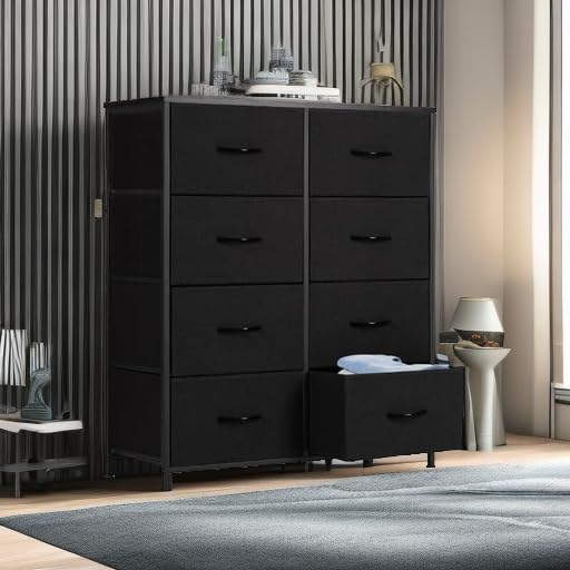 Sweetcrispy Cómoda para dormitorio, cajón alto, organizador de aparador, cajones de almacenamiento, torre de almacenamiento de tela con 8 cajones,