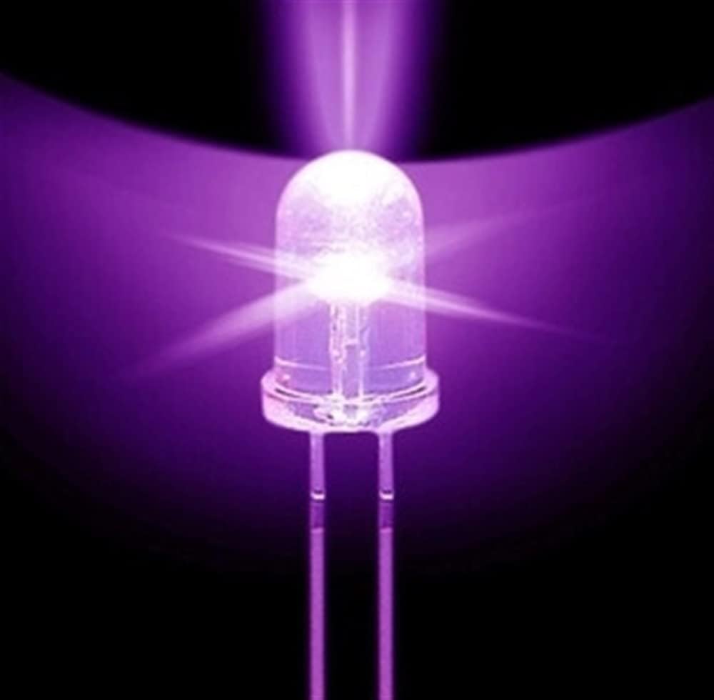 XMGKMN 100pcs Super Bright 5mm Round UVPurple Led Emitting Diode F5 LED Light for DIY Lights