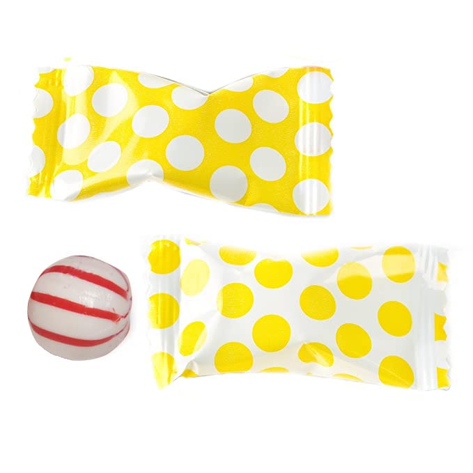 Bolas de menta de lunares de 100 unidades, envueltas individualmente, (amarillo)