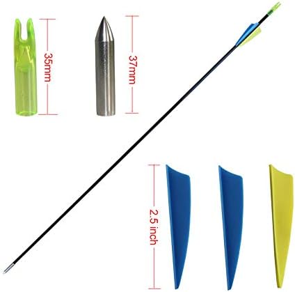 CQ Archery Fiberglass Target Practice Arrows 2830inch Recurve Bow Arrows for Beginners or Kids and Youth(12pcs)