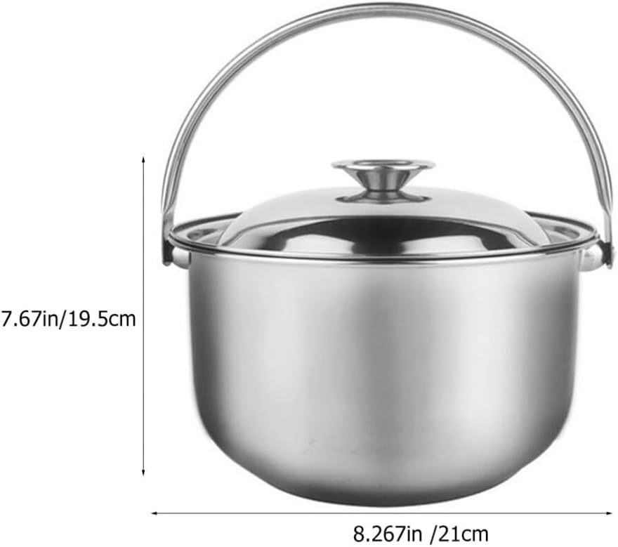 Kichvoe Olla de cocina de sopa Olla de acero inoxidable Olla pequeña olla con tapa Olla multiusos para sopa Olla de pasta con mango para inducción