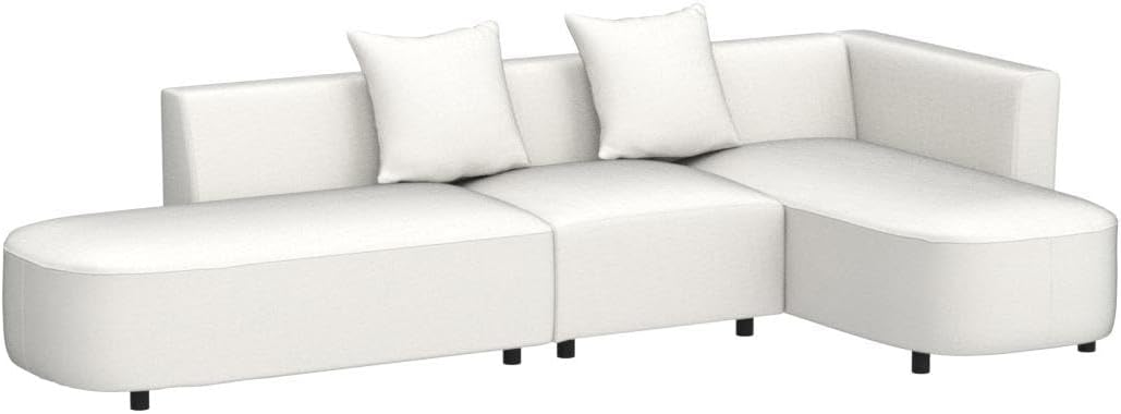 Sofá de estilo moderno de 110.2 pulgadas, sofá de lujo, tapizado otomano curvado de 4 asientos, sofá de felpilla orientado a la derecha para