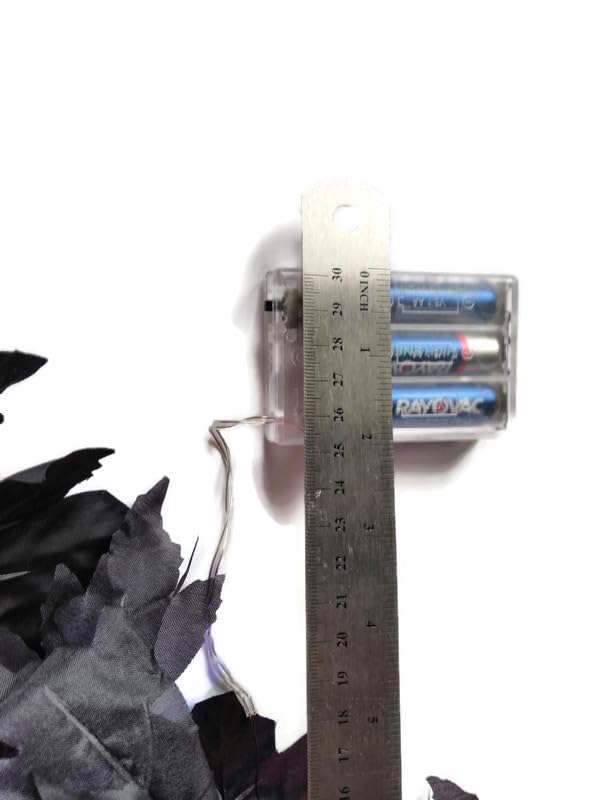 Black Halloween Lighted Garland 6ft Length with Pre Strung Purple and Orange LED Lights