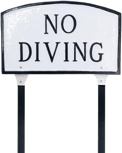 Letrero de placa con texto en inglés “No Diving Arch” – Letrero de piscina – Letrero de advertencia de piscina – Letrero de no buceo para piscina –