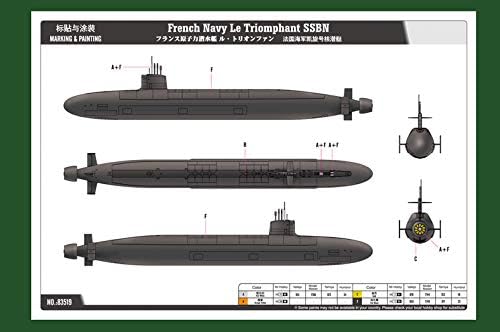 Hobby Boss Kit de construcción de modelo de barco SSBN Triomphant Navy French Navy