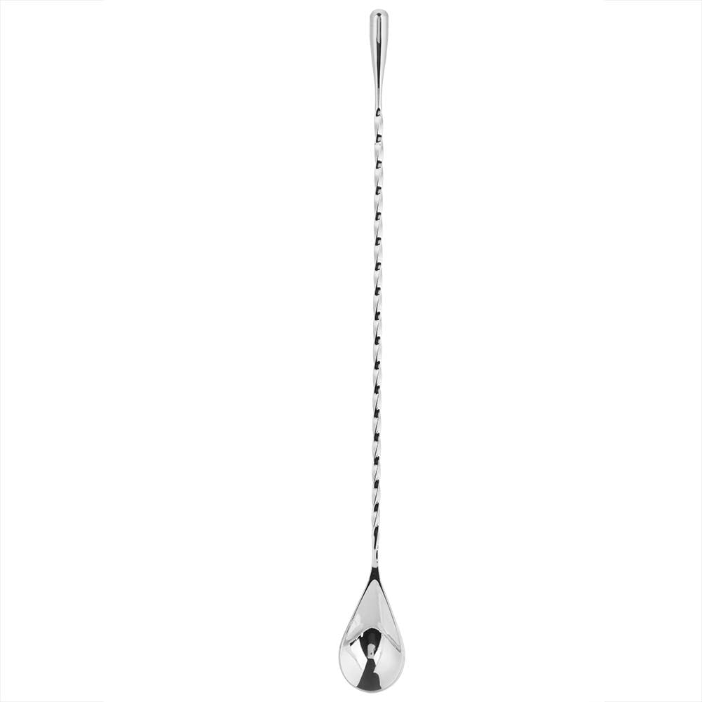 Stainless Steel Cocktail Spoon for Beverage Mixing, Stirring & Layering with Long Handle (round tail 1)