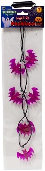 Windy City Novelties Divertidos collares de Halloween con luz LED espeluznante, 3 modos de luz, accesorios de Halloween para dulce o truco