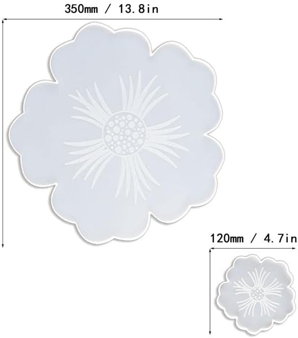 Juego de 6 moldes de silicona para posavasos de silicona, 1 grande y 5 pequeños de flor de cerezo, moldes de resina epoxi, moldes de resina de