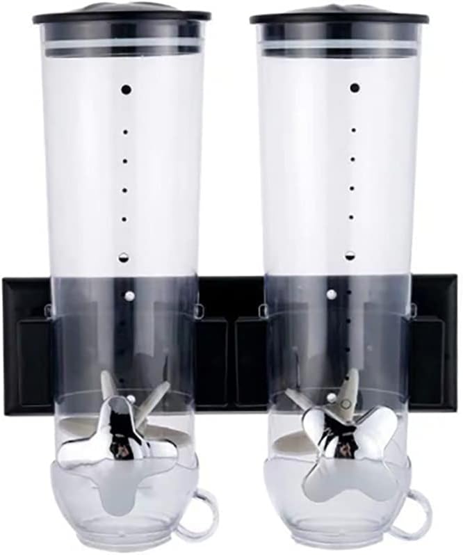 LINISHOP Dispensador de cereales montado en la pared de 3 litros, dispensador de alimentos secos y dulces, contenedor de almacenamiento con 2 tazas,