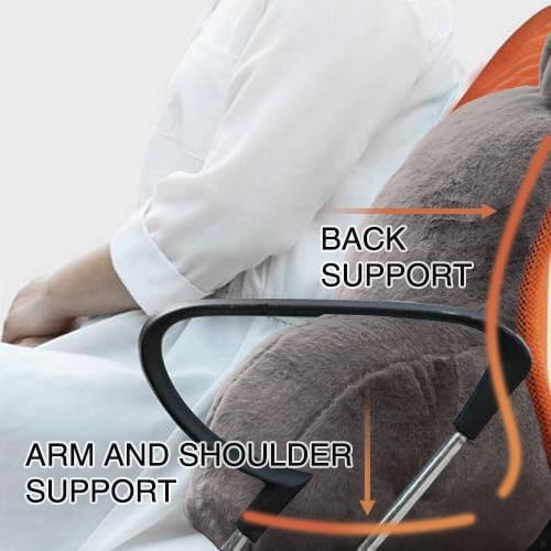 Holawakaka Almohada grande de piel sintética con brazos, almohadas de lectura de piel de conejo perfectas para adultos, adolescentes, niños, brazos,