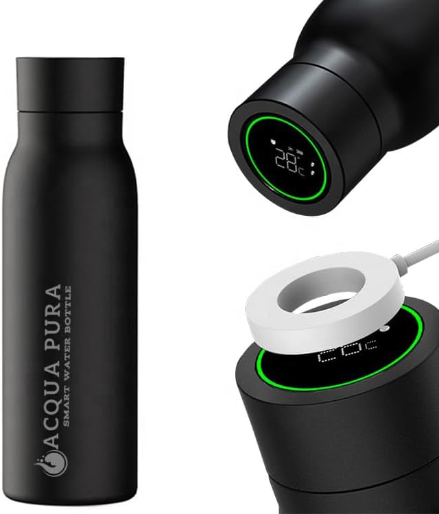 Botella de agua inteligente de acero inoxidable digital con pantalla táctil LCD