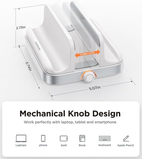 JOYROOM Soporte vertical para laptop, fácil de usar y ahorra espacio Soporte de aluminio para laptop con perillas ajustables para