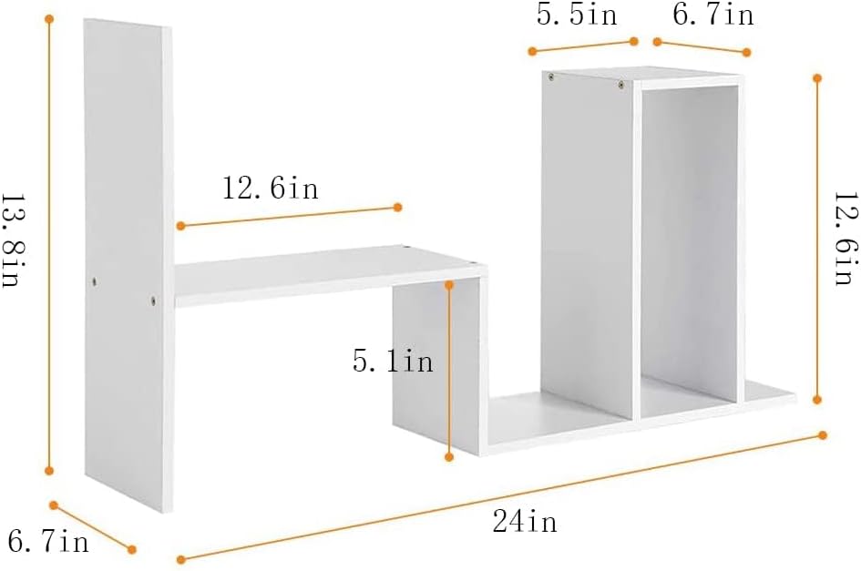 Organizador y almacenamiento de estantes de escritorio, mini estantería expandible para dormitorio, estante de escritorio de madera ajustable negro,