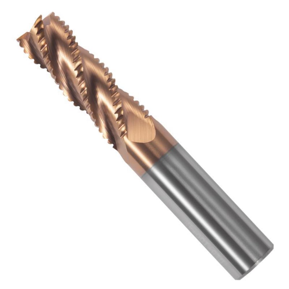 Fresa de extremo de desbaste de carburo de 14″ – 4 flautas – 14 ” Shk Dia, 2-12 ” Oal – para aceros aleadosaceros endurecidos