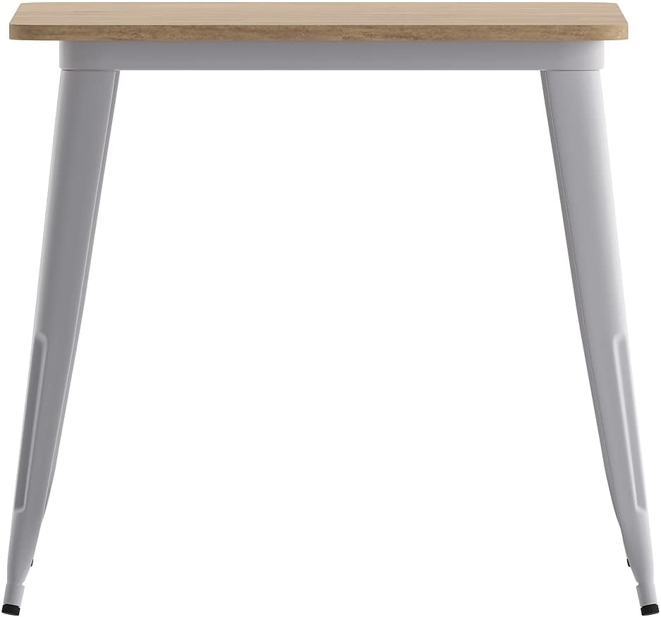 Flash Furniture Declan – Mesa de comedor comercial para exteriores, parte superior de poliresina para todo tipo de clima con base de acero, cuadrada