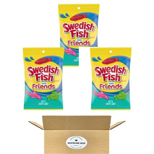 Sour Patch Kids Sweet And Sour Gummy Candy, Fish & Friends, 5 onzas por bolsa, paquete de 3 (15 onzas en total)