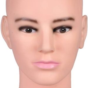 Cabeza de maniquí calvo masculino para hacer pelucas, sombrero y gafas, cabeza de modelo, cabeza de cosmetología profesional, color beige Cabeza de maniquí calvo masculino para hacer pelucas, sombrero y gafas, cabeza de modelo, cabeza de cosmetología profesional, color beige