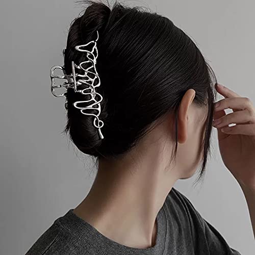 2 pinzas de metal grandes para el cabello, pinzas para el cabello plateadas, pinzas de cabello perfectas para mujeres y cabello más delgado y