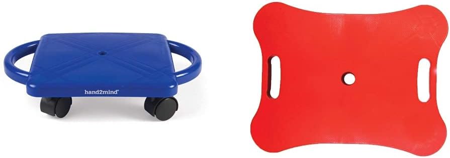 hand2mind – Patinete azul para interiores con asas de seguridad para niños de 6 a 12 años, patinete de plástico con rodillos, educación física para