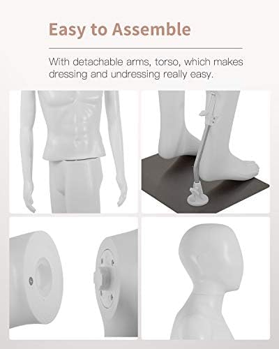 Maniquí masculino de 73 pulgadas de cuerpo completo, forma de maniquí de costura, ajustable, soporte de maniquí realista, cabeza de exhibición,