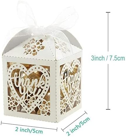 COTOPHER Cajas cortadas con láser, 60 unidades, cajas de regalo de agradecimiento, cajas de regalo de boda, cajas de dulces de encaje para bodas,