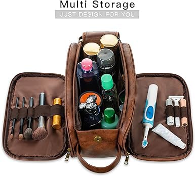 Elviros – Bolsa para artículos de aseo personal para hombre, resistente al agua, organizador de artículos de aseo personal para viajes largos, de