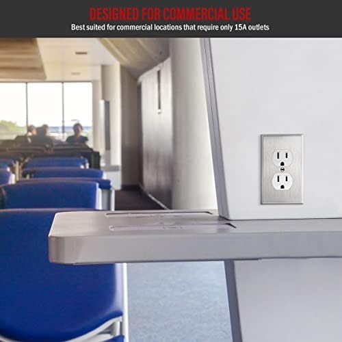 ENERLITES Tomas de receptáculo dúplex, resistentes a manipulaciones, grado comercial, 15 A 125 V, autoconexión a tierra, 2 polos, 3 cables, 5-15R,