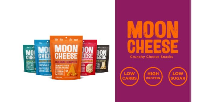 Moon Cheese Paquete variado, 2 onzas, paquete de 9, crujiente y rico en proteínas, aperitivo de queso, apto para dieta cetogénica, 100% queso real