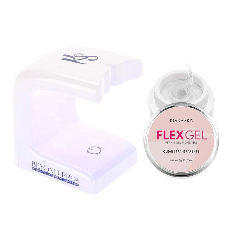 Kiara Sky Professional Nails – Gel de moldeo flexible + Beyond Pro Flash Cure Mini lámpara LED